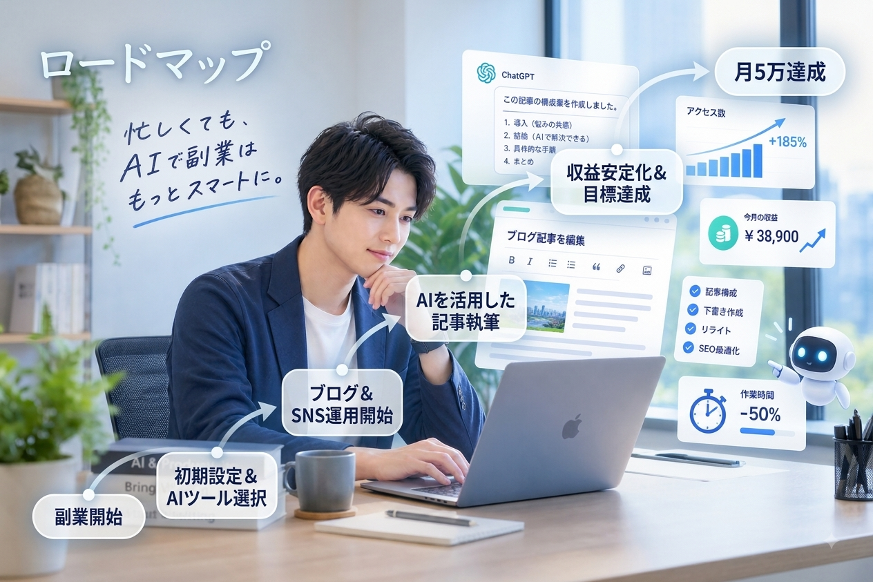 AIを活用して副業に取り組む会社員
